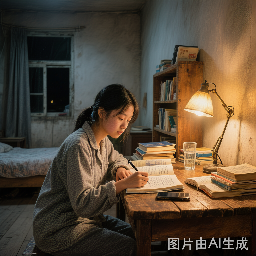 深夜苦读的女孩